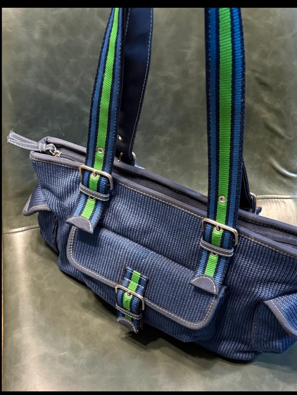 THE SAK Blue Knit Shoulder Bag